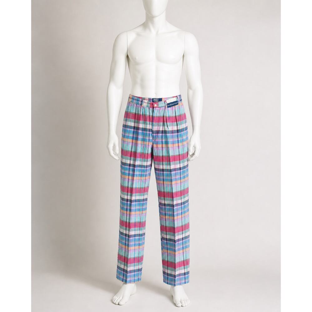 Vintage Polo Ralph Lauren Plaid Madras Golf Pants W 29 Deadstock Summer Vibes